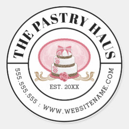 ピンクエレガントケーキ曲線文字 ラウンドシール