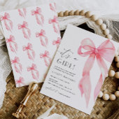ピンクエレガントコケットが女の子の赤ちゃんシャワーをボウ 招待状