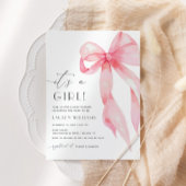 ピンクエレガントコケットが女の子の赤ちゃんシャワーをボウ 招待状