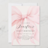 ピンクエレガントコケットボーガールバースデーパーティー 招待状 (正面)
