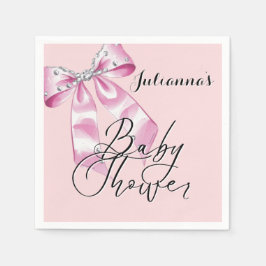 ピンクエレガントコケット女の子ベビーシャワー スタンダードカクテルナプキン