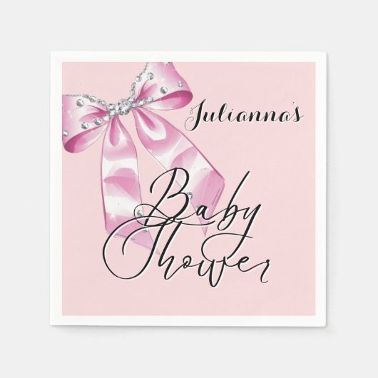ピンクエレガントコケット女の子ベビーシャワー スタンダードカクテルナプキン (正面)