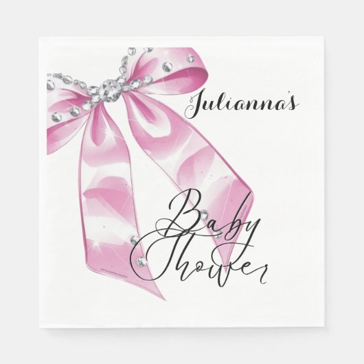 ピンクエレガントコケット女の子ベビーシャワー スタンダードランチョンナプキン (正面)