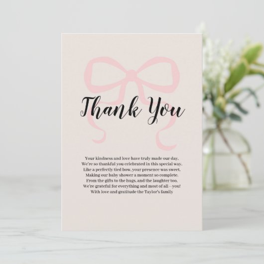 ピンクエレガントコケット弓ありがとう サンキューカード (スタンド正面)
