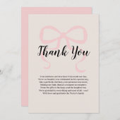 ピンクエレガントコケット弓ありがとう サンキューカード (正面/裏面)
