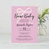 ピンクエレガントコケット弓ベビーシャワー 招待状 (スタンド正面)
