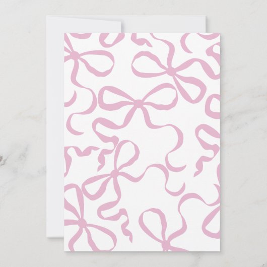 ピンクエレガントコケット弓ベビーシャワー 招待状 (裏面)