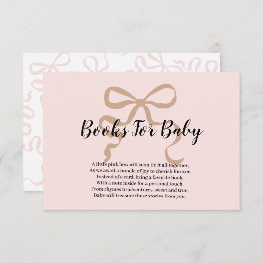 ピンクエレガントコケット弓ベビー エンクロージャーカード (正面/裏面)