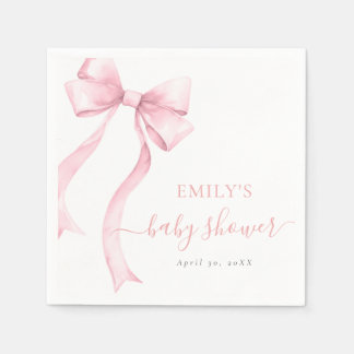 ピンクエレガントコケット弓女の子ベビーシャワーへようこそ スタンダードカクテルナプキン