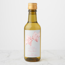 ピンクエレガントコケット弓女の子ベビーシャワーミニ ワインラベル