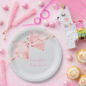 ピンクエレガントコケット弓女の子ベビーシャワー22.9 cm ペーパープレート (パーティー)