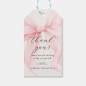 ピンクエレガントコケット弓女の子ベビーシャワー ギフトタグ (正面)