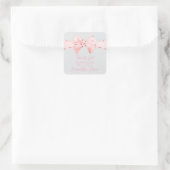 ピンクエレガントコケット弓女の子ベビーシャワー スクエアシール (バッグ)