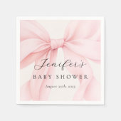 ピンクエレガントコケット弓女の子ベビーシャワー スタンダードカクテルナプキン (正面)