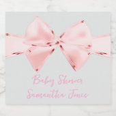 ピンクエレガントコケット弓女の子ベビーシャワー スパークリングワインラベル (シングルラベル)