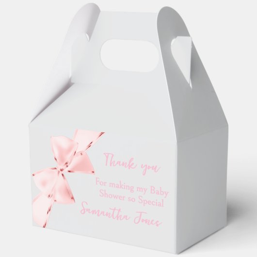 ピンクエレガントコケット弓女の子ベビーシャワー フェイバーボックス (正面)
