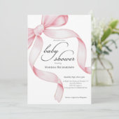 ピンクエレガントコケット弓女の子ベビーシャワー 招待状 (スタンド正面)
