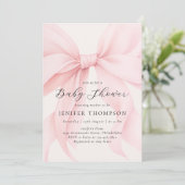 ピンクエレガントコケット弓女の子ベビーシャワー 招待状 (スタンド正面)
