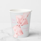 ピンクエレガントコケット弓女の子ベビーシャワー 紙コップ (裏面)