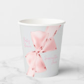ピンクエレガントコケット弓女の子ベビーシャワー 紙コップ (正面)