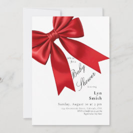 ピンクエレガントコケット弓赤ちゃんシャワーガール 招待状