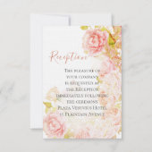 ピンクエレガントコーラルシークレットバラ庭園の結婚式 招待状 (正面)
