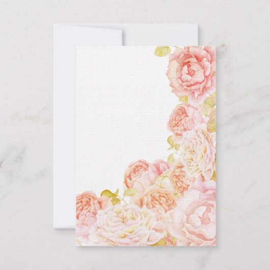 ピンクエレガントコーラルシークレットバラ庭園の結婚式Inv 招待状 (裏面)