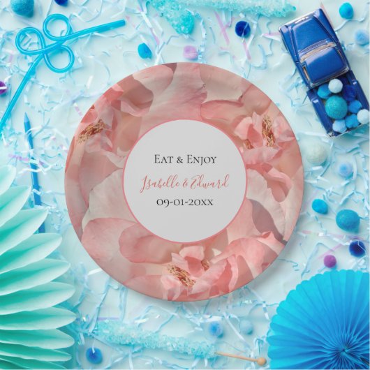 ピンクエレガントコーラルバライメージズ結婚ーズ ペーパープレート (パーティー)