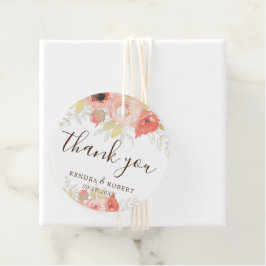 ピンクエレガントコーラルバラ葉金ゴールド結婚ズ フェイバータグ