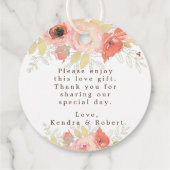 ピンクエレガントコーラルバラ葉金ゴールド結婚ズ フェイバータグ (裏面)