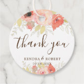 ピンクエレガントコーラルバラ葉金ゴールド結婚ズ フェイバータグ (正面)