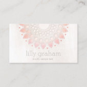 ピンクエレガントコーラルフローラロータスホワイトマーブル 名刺 (正面)