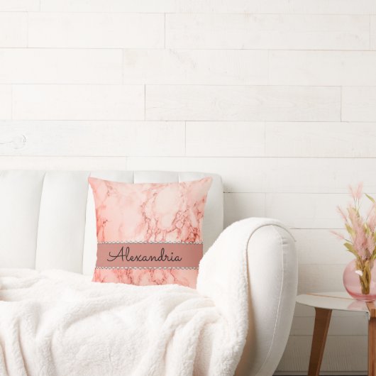 ピンクエレガントコーラルマーブル装飾用クッション クッション (ソファ)