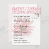 ピンクエレガントコーンフラワーウェディング招待状 インビテーションポストカード (正面/裏面)