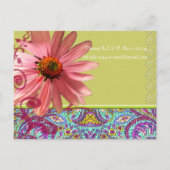 ピンクエレガントコーンフラワーペイズリー結婚式招待状 インビテーションポストカード (裏面)