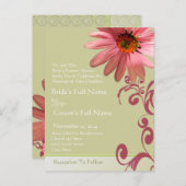 ピンクエレガントコーンフラワー結婚式招待状 インビテーションポストカード (正面/裏面)
