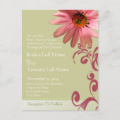 ピンクエレガントコーンフラワー結婚式招待状 インビテーションポストカード (正面)