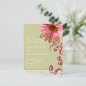 ピンクエレガントコーンフラワー結婚式招待状 インビテーションポストカード (スタンド正面)