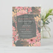 ピンクエレガントゴールデンセージ花葉キンセアニラ 招待状 (スタンド正面)