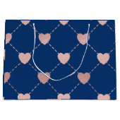 ピンクエレガントゴールデンハートパターンシック ラージペーパーバッグ (正面)