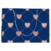 ピンクエレガントゴールデンハートパターンシック ラージペーパーバッグ (裏面)