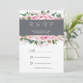 ピンクエレガントサンゴ牡丹フローラ夏フローラRSVP 招待状 (スタンド正面)
