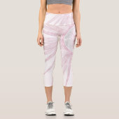 ピンクエレガントサンムーンドードルマンダラホワイトデザイン カプリレギンス (正面)