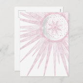 ピンクエレガントサンムーンドードルマンダラホワイトデザイン シーズンポストカード (正面/裏面)