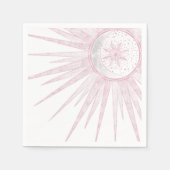 ピンクエレガントサンムーンドードルマンダラホワイトデザイン スタンダードカクテルナプキン (正面)