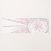 ピンクエレガントサンムーンドードルマンダラホワイトデザイン ヨガマット (裏面(横))