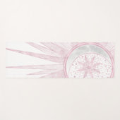 ピンクエレガントサンムーンドードルマンダラホワイトデザイン ヨガマット (正面(横))