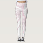 ピンクエレガントサンムーンドードルマンダラホワイトデザイン レギンス (正面)