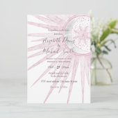 ピンクエレガントサンムーンドードルマンダラホワイトデザイン 招待状 (スタンド正面)