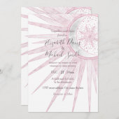 ピンクエレガントサンムーンドードルマンダラホワイトデザイン 招待状 (正面/裏面)